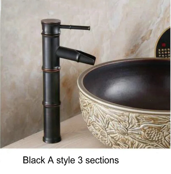 DecorBites™ Brass Basin Mixer Tap: Waterfall Faucet in Antique Bronze Black Finish