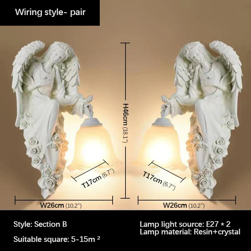 DecorBites™ Angel مصباح حائط داخلي LED من الراتنج الذهبي للديكور المنزلي