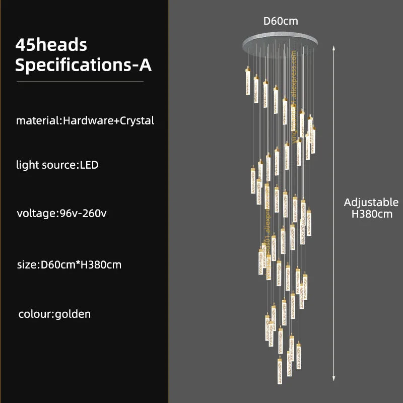 DecorBites™ Crystal Ceiling Chandelier: Modern Nordic Design, Long Staircase Pendant Lamp