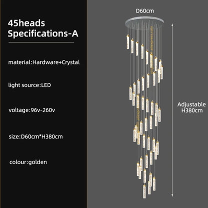 DecorBites™ Crystal Ceiling Chandelier: Modern Nordic Design, Long Staircase Pendant Lamp