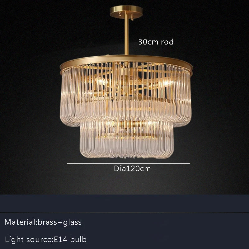 DecorBites™ Brass Glass Bar Chandelier 2025: Minimalist Luxury Hanglamp for Living Room