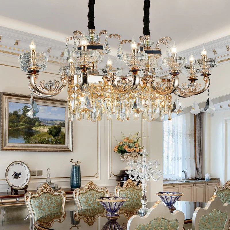 DecorBites™ Jade Crystal Chandelier: Elegant European Living Room Lamp