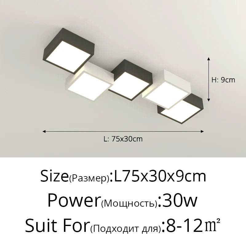 Lámpara de araña geométrica DecorBites™: Lámpara minimalista moderna de lujo en blanco y negro para dormitorio