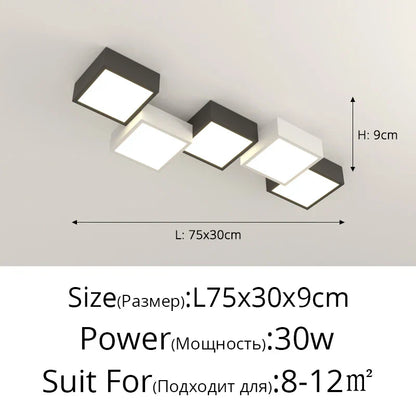 Lámpara de araña geométrica DecorBites™: Lámpara minimalista moderna de lujo en blanco y negro para dormitorio