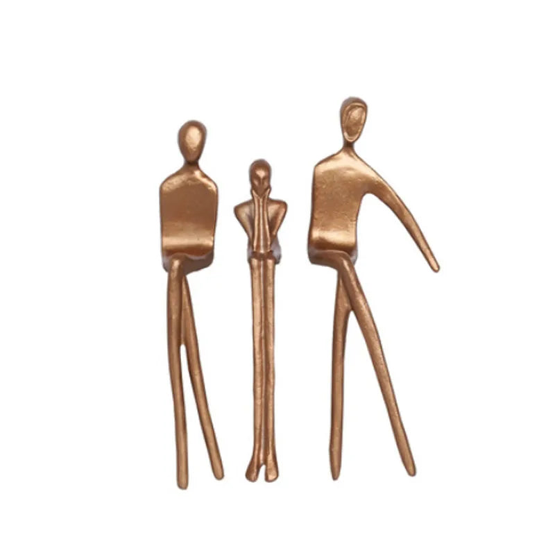 DecorBites™ Gold Plated Figure Sculpture Set | Abstract Desk Decoration | Character Statue
