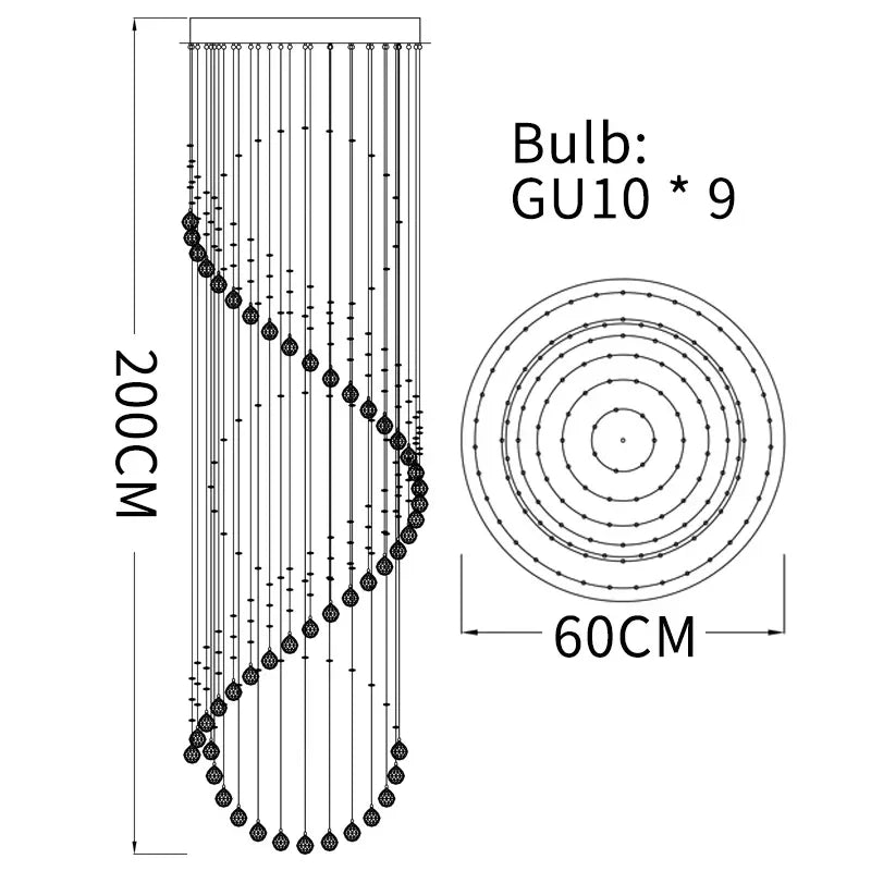 DecorBites™ Crystal Chandelier: Modern LED Staircase Light for Living Room and Lobby