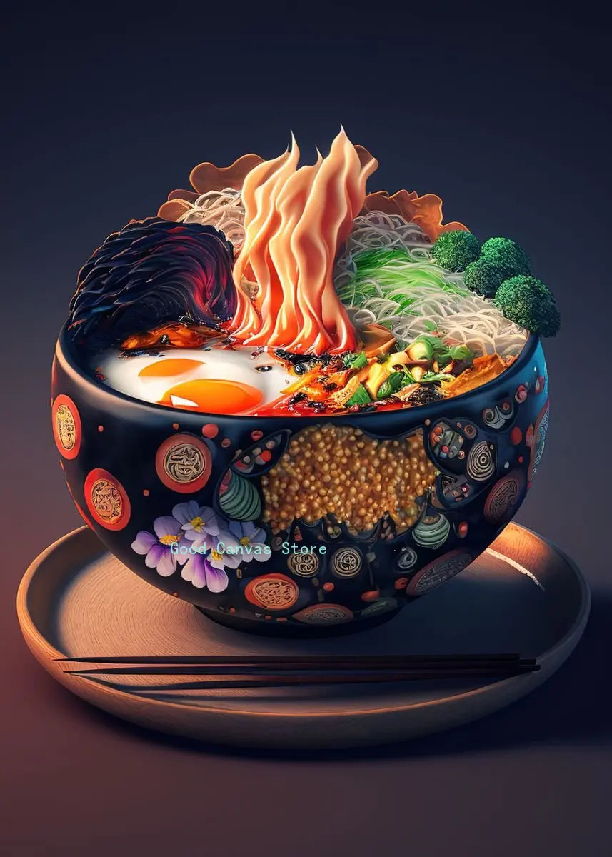 DecorBites™ Japanese Food Neon Posters Canvas Painting for Home Kitchen Decor