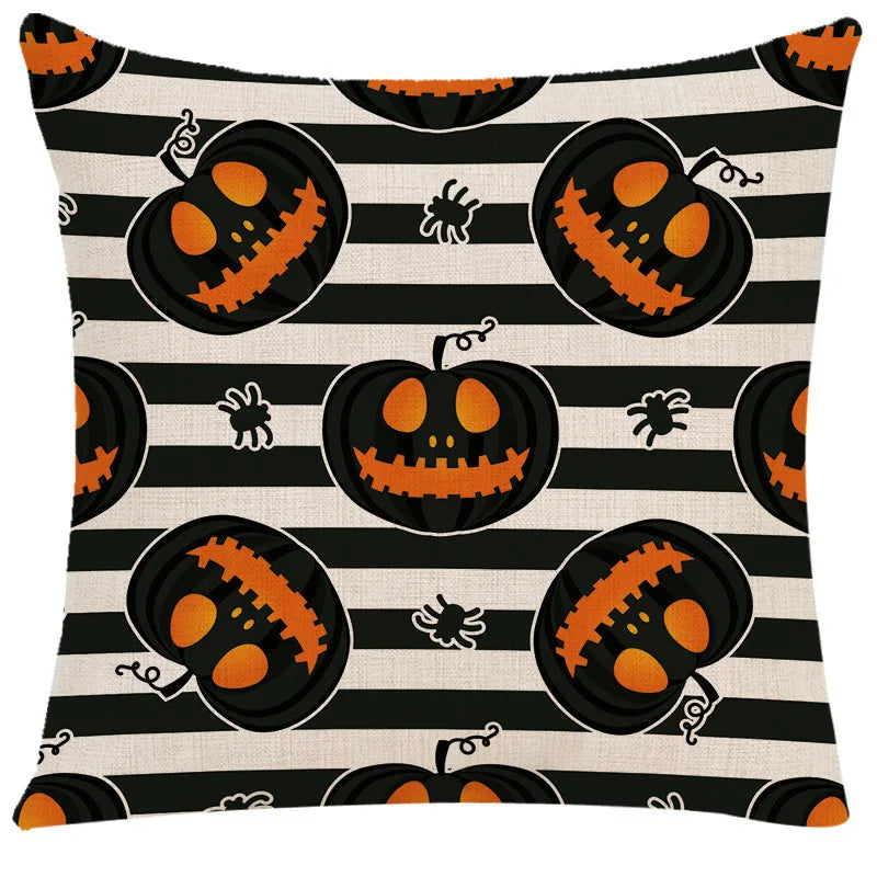 Funda de cojín de lino Decorbites™ de Halloween para la decoración del salón y el sofá - Truco o trato