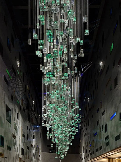 Lámpara colgante DecorBites™ Crystal Cube: Lámpara de araña de diseño moderno para hogares y hoteles