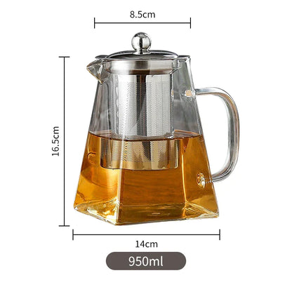 DecorBites™ Glass Tea Pot with Stainless Steel Infuser