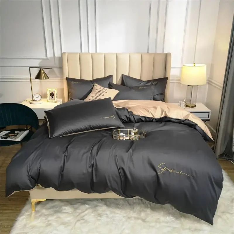 Decobites Egyptian Cotton Bedding Set with Sheet Pillowcase Blanket Cover - Queen King Size