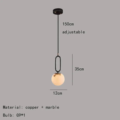 DecorBites™ Brass LED Pendant Lights with Natural Marble Finish and Adjustable G9 Bulb
