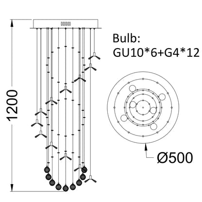 DecorBites™ Elegant Crystal Chandeliers for High Ceiling Living Room Foyer Staircase Lighting