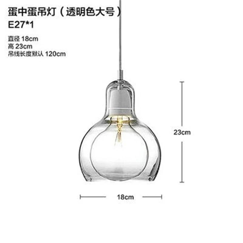 DecorBites™ Gourd Glass Pendant Lamps Clear Amber Modern Dining Room Hanging Lights