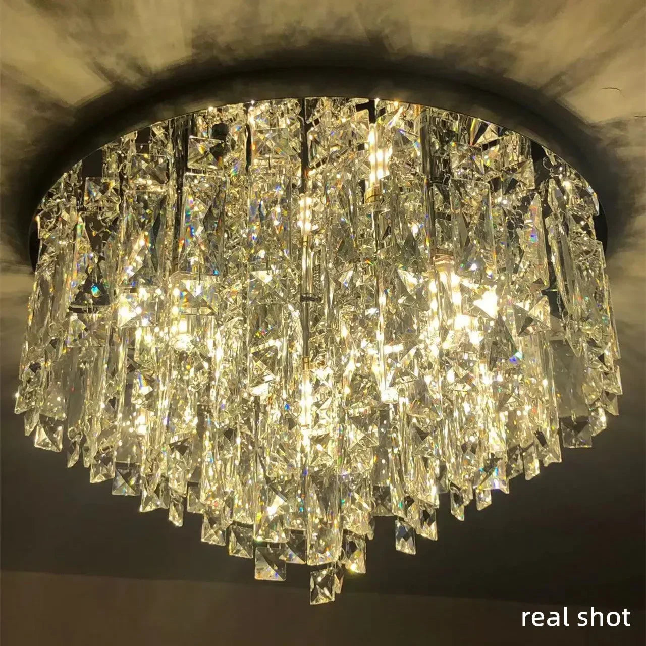 DecorBites™ Crystal Steel LED Ceiling Chandelier, Modern Art Deco Lighting Fixture