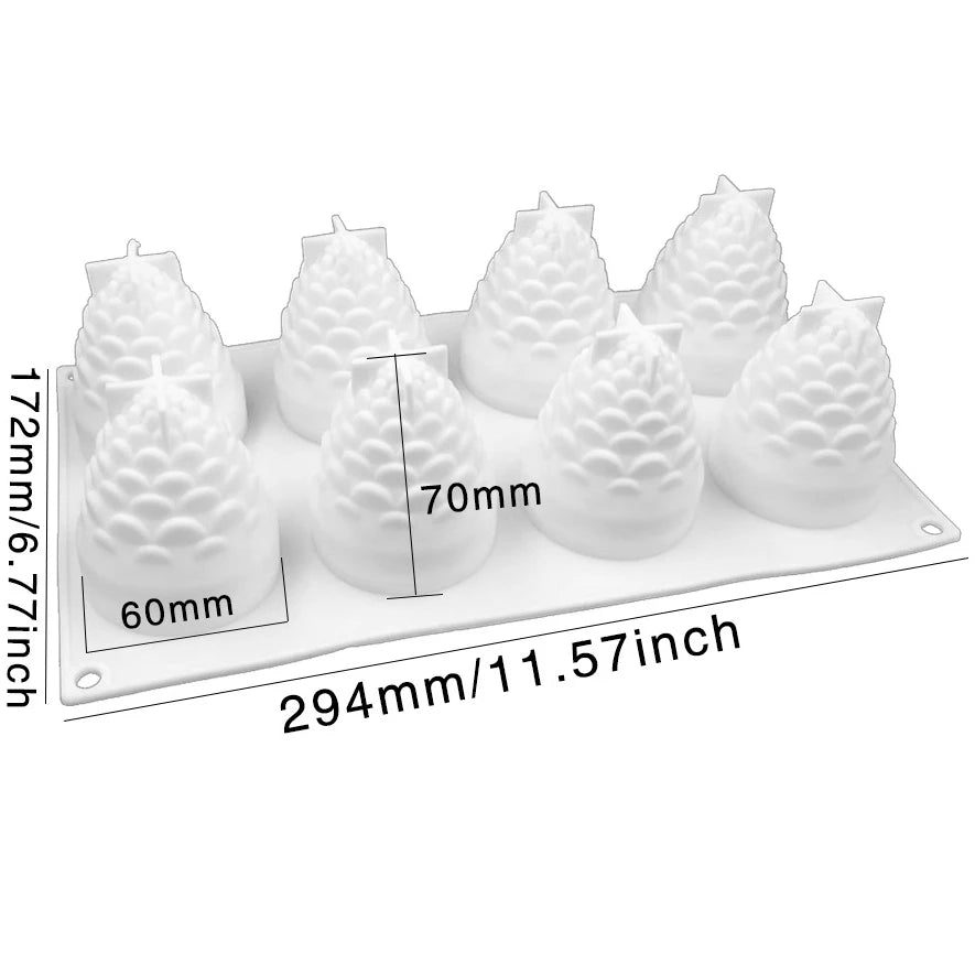 3D Pine Cone Candle Silicone Mold DIY Multicavity Pine Nut Resin Soap Making Set Chocolate Cake Ice Mould Christmas Decor Gift