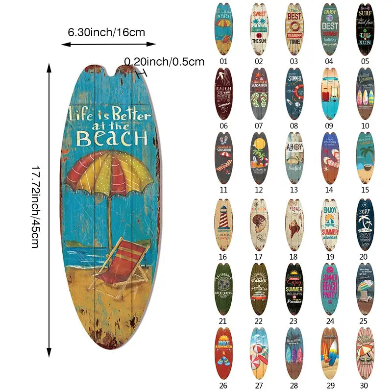 Decorbites™ Vintage Surfbrett-Türschild für Strandhaus