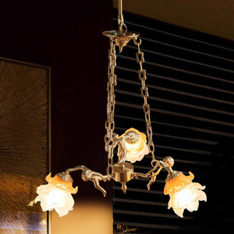 DecorBites™ Brass Angel Chandelier: Luxury Burnishing Pendant Lights for Living Room