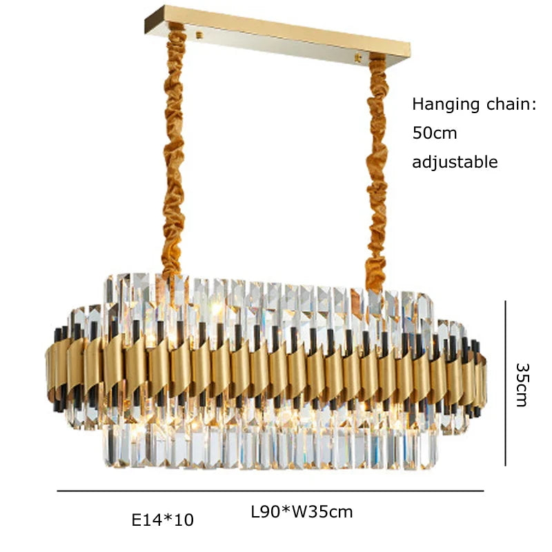 Gold LED Crystal Pendant Dia100cm Living Room