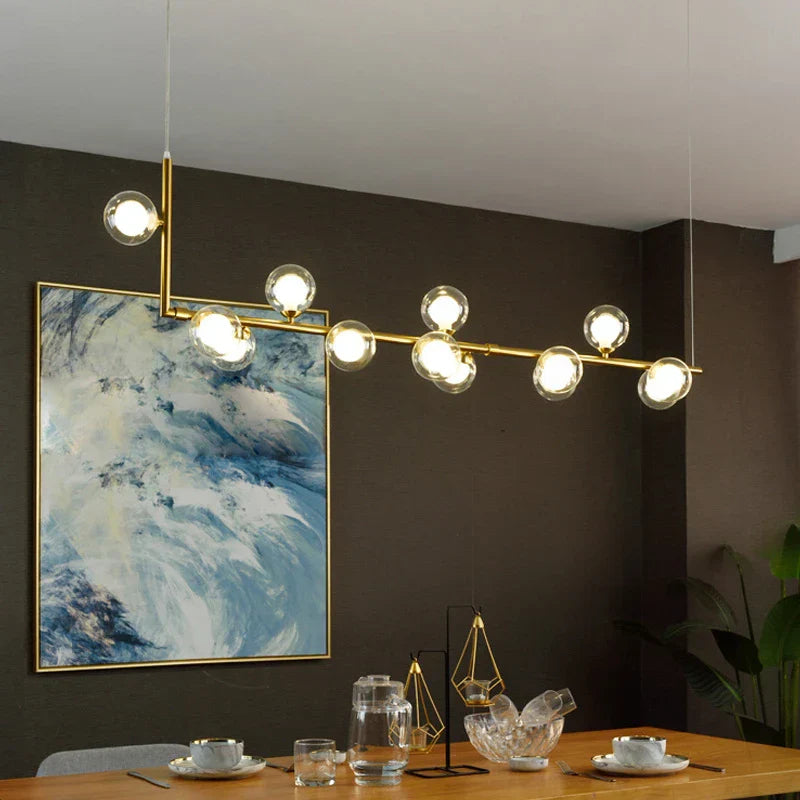 DecorBites™ Glass Black Chandelier Pendant Lamp Nordic Modern Living Room Light