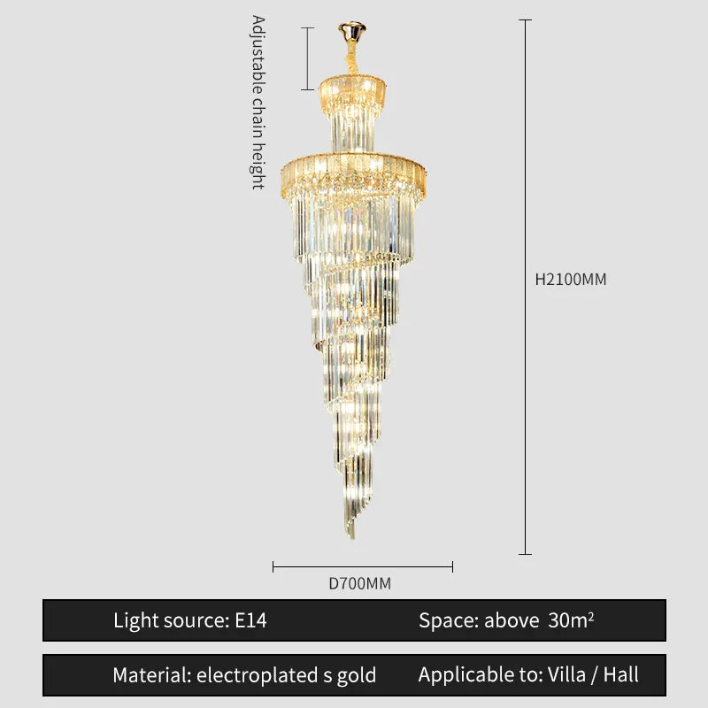 DecorBites™ Crystal Chandelier: Elegant Villa Living Room Lighting