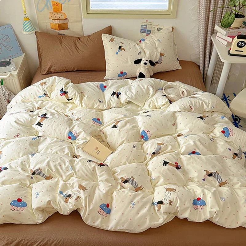 DecorBites™ Cartoon Pattern Cotton Fitted Sheet Set – Soft & Cozy Bedding for Adults & Kids