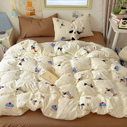 DecorBites™ Cartoon Pattern Cotton Fitted Sheet Set – Soft & Cozy Bedding for Adults & Kids