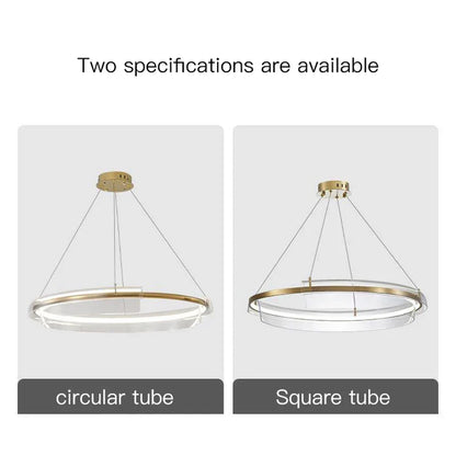 Lámpara colgante LED DecorBites™ con diseño de anillo dorado, estilo moderno para decoración del hogar.