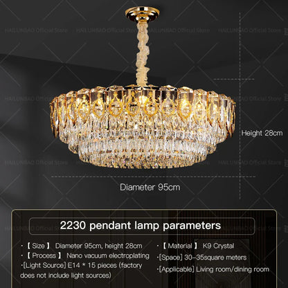 DecorBites™ Crystal Chandelier: Modern Luxury Round Italian Restaurant Light