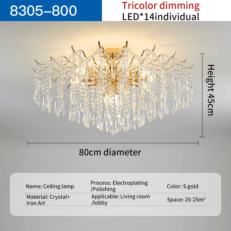 DecorBites™ Elegant Crystal Chandelier for Living Room, Dining Room, Bedroom, Villa Hall