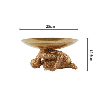 DecorBites™ Golden Resin Handicraft Tray Figurine for Home Decor