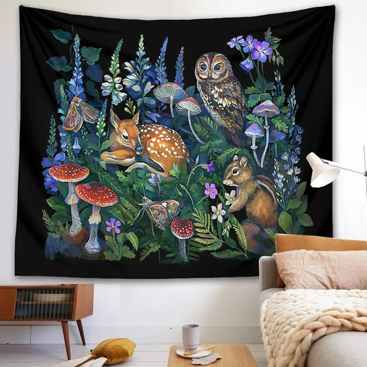 Decobites Enchanted Forest Celestial Mushroom Botanical Wall Hanging