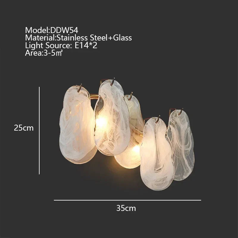 DecorBites™ Cloudy Glass Chandeliers: Modern LED Lustre Indoor Lighting for Living Room Décor