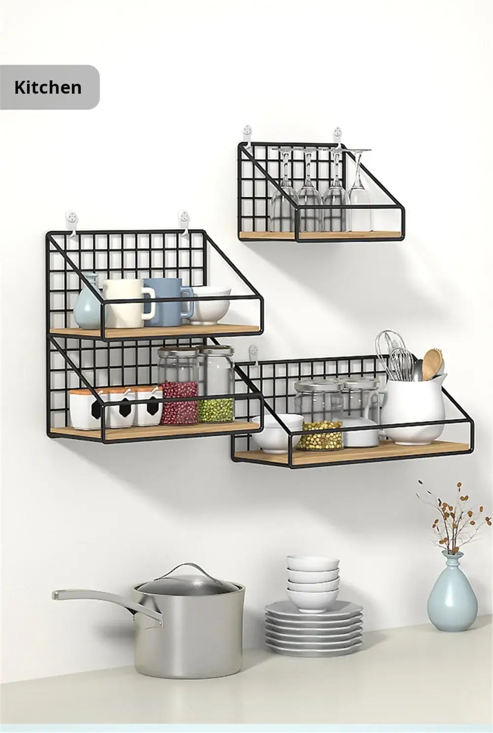 DecorBites™ Wall Mounted Storage Shelves and Baskets