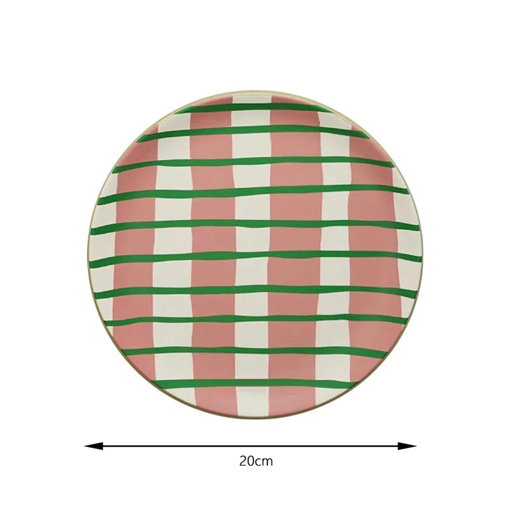 DecorBites™ Korean Style Round Bamboo Fiber Dining Plate for Desserts, Fruits, and Cakes