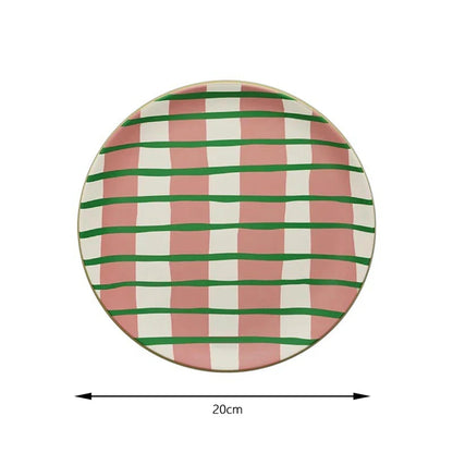 DecorBites™ Korean Style Round Bamboo Fiber Dining Plate for Desserts, Fruits, and Cakes