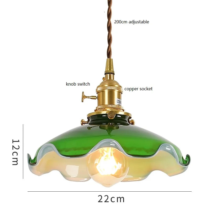 DecorBites™ Green Glass LED Pendant Light for Home, Restaurant, Bar, and Loft Style Decor.