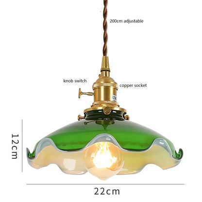 DecorBites™ Green Glass LED Pendant Light for Home, Restaurant, Bar, and Loft Style Decor.