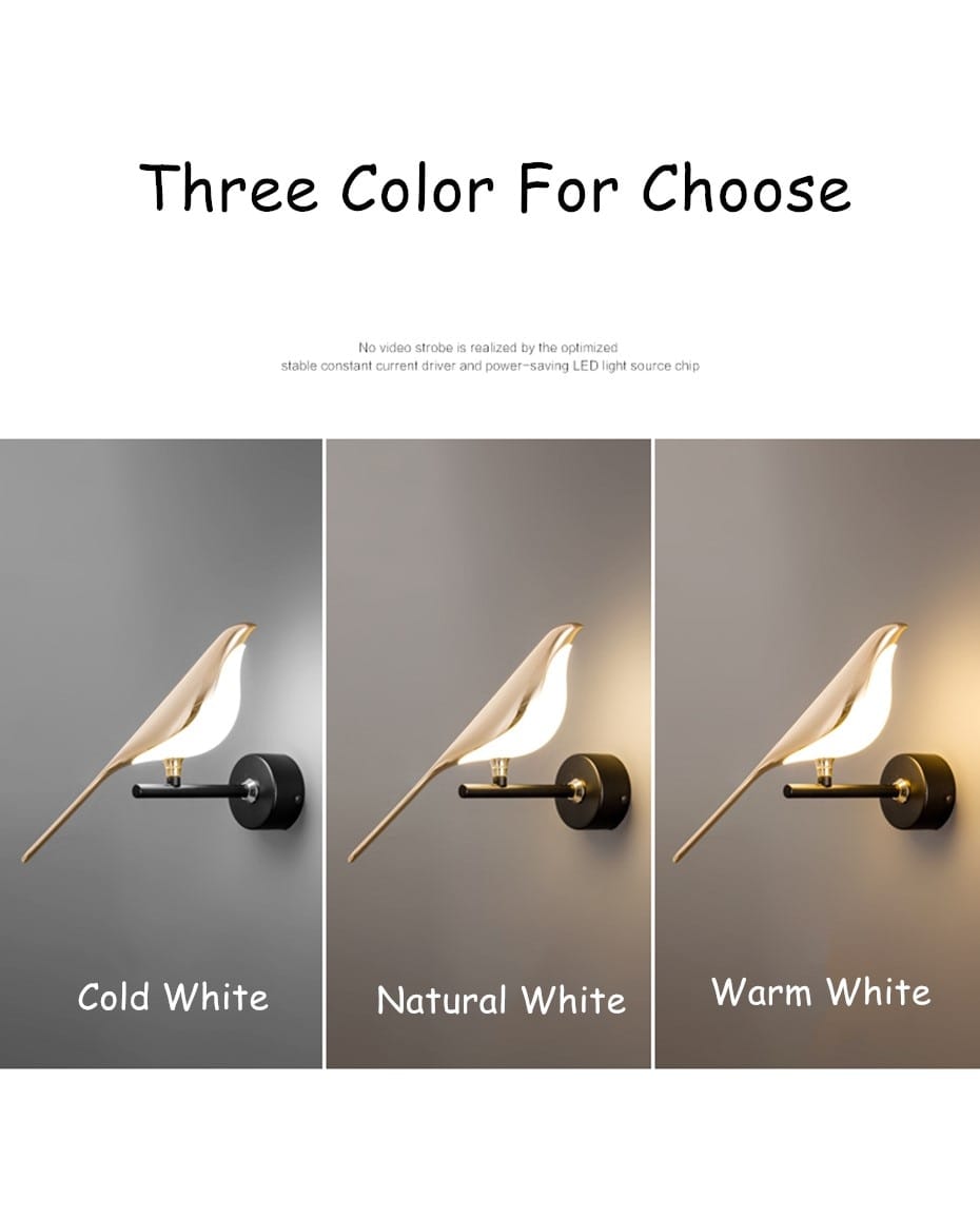 Modern gold art deco swan wall lamp with crystal detailing available in cold white natural white and warm white lighting options for bedroom bedside wall use.