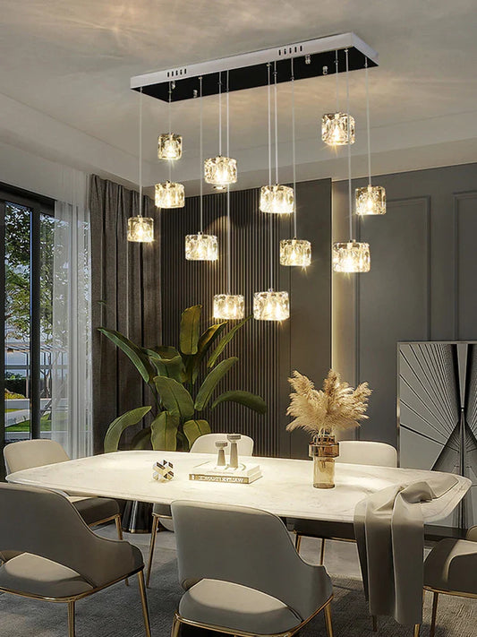 DecorBites™ Crystal Chandelier Pendant Light for Modern Indoor Dining and Kitchen Lighting