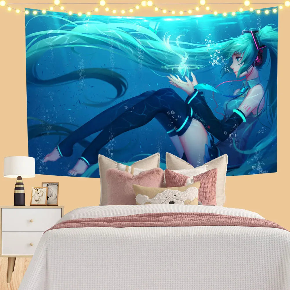 DecorBites™ Kawaii Anime Girl Wall Tapestry for Cute Bedroom Decor
