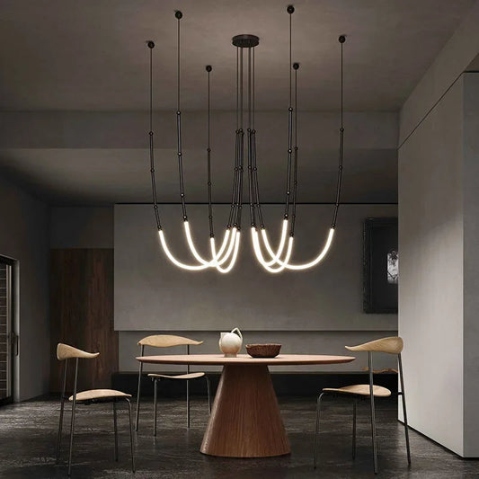 SANDYHA Modern Bamboo Chandelier LED