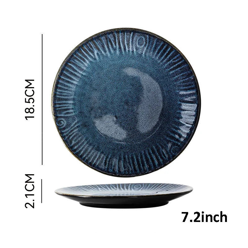 Vajilla de cerámica DecorBites™ - Platos y bol de cerámica de inspiración japonesa con diseño de cambio de horno