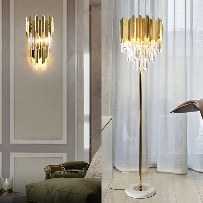 Lámpara de pared LED de cristal dorado Decorbites™ para iluminación elegante del hogar