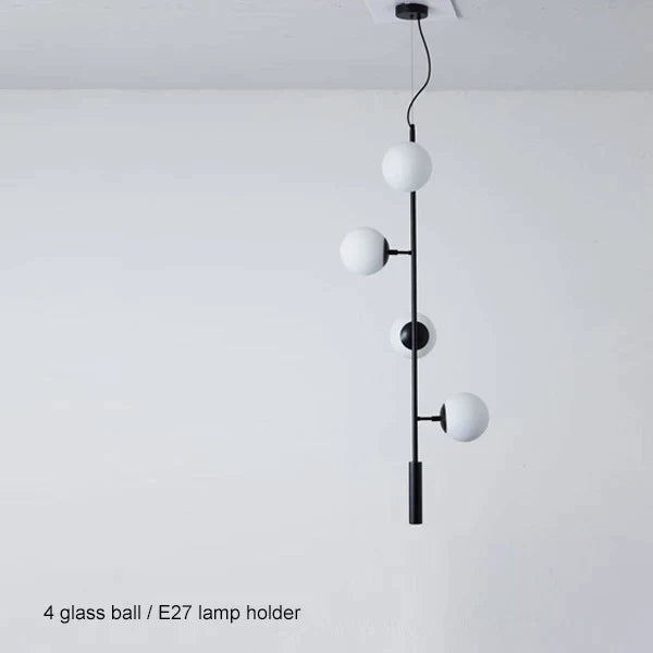 DecorBites™ Brass Chandelier with Black Art Glass Ball - Minimalist Living Room Dining Decor