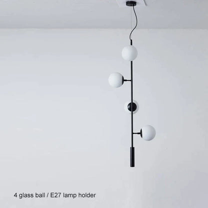 DecorBites™ Brass Chandelier with Black Art Glass Ball - Minimalist Living Room Dining Decor