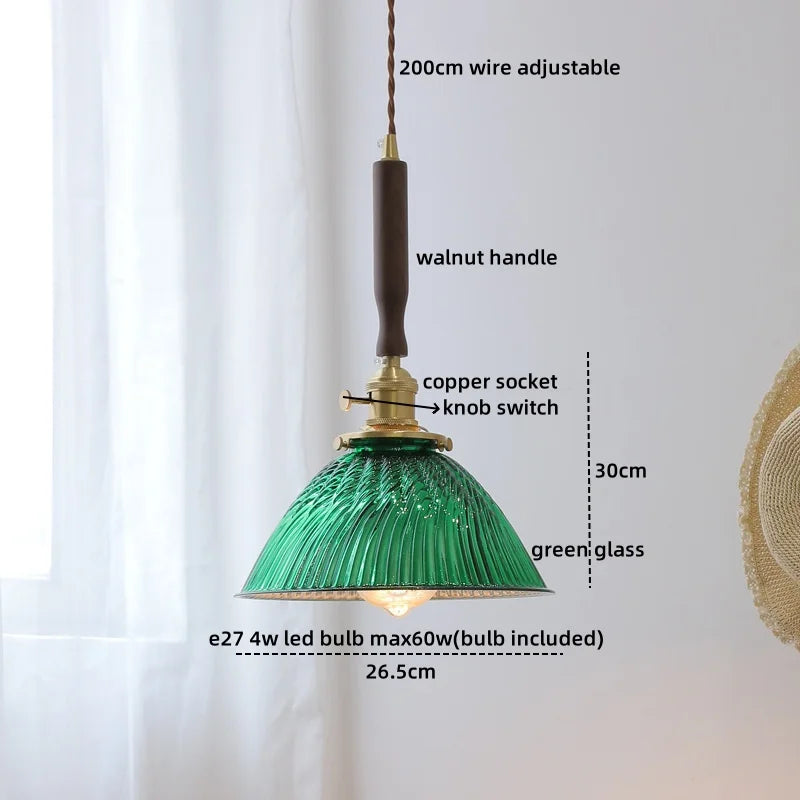 DecorBites™ LED Walnut Copper Pendant Light with Knob Switch - Modern Style Lighting Fixtures