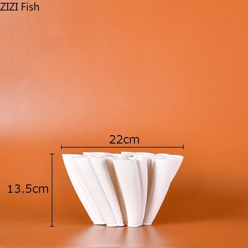 DecorBites™ Ceramic Vase Plant Pots White Porcelain Floral Desk Decor Crafts Flower Pots