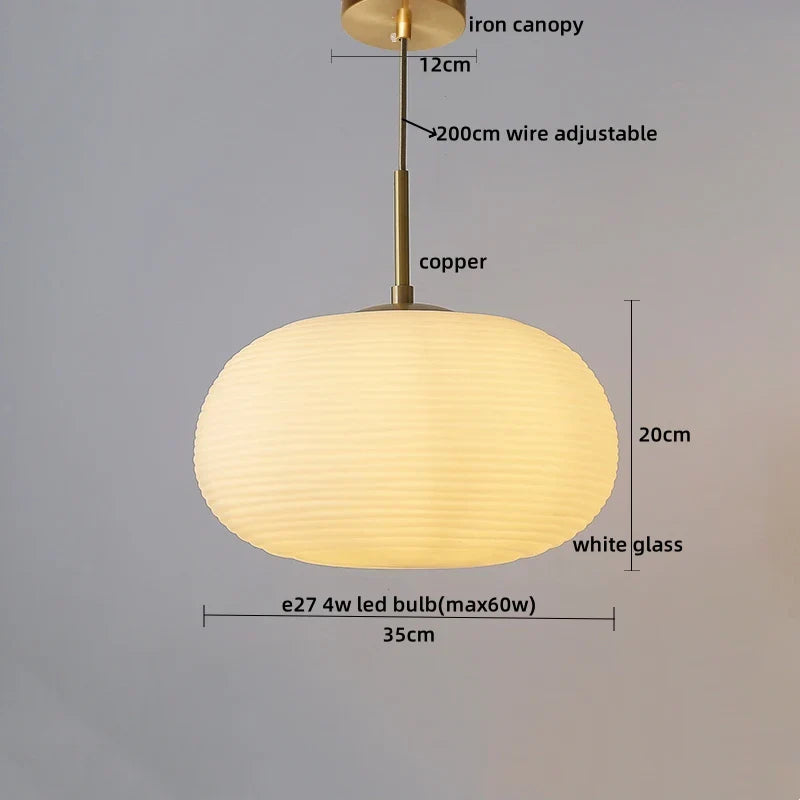 DecorBites™ Glass Copper LED Pendant Chandelier for Bedroom Dining Living Room