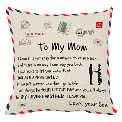 Funda de cojín DecorBites™ Love Mom 45x45cm - Regalo de aniversario familiar - Diseño nórdico
